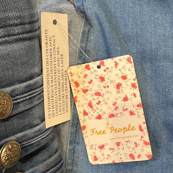 Free People Military Denim Jacket – Indigo Blue – Size M (NWT) - Picture 5 of 10